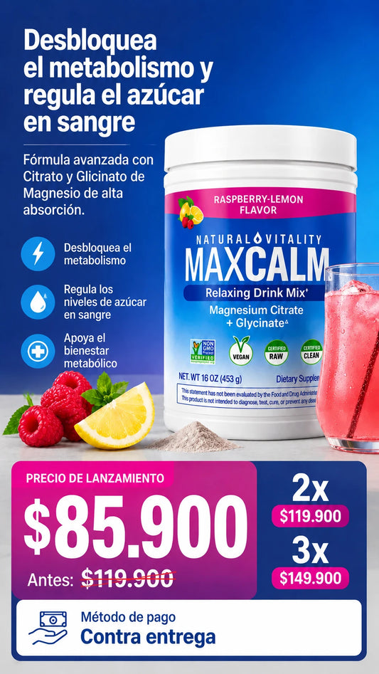 MaxCalm - Suplemento en polvo a base de Citrato de Magnesio y Glicinato de Magnesio