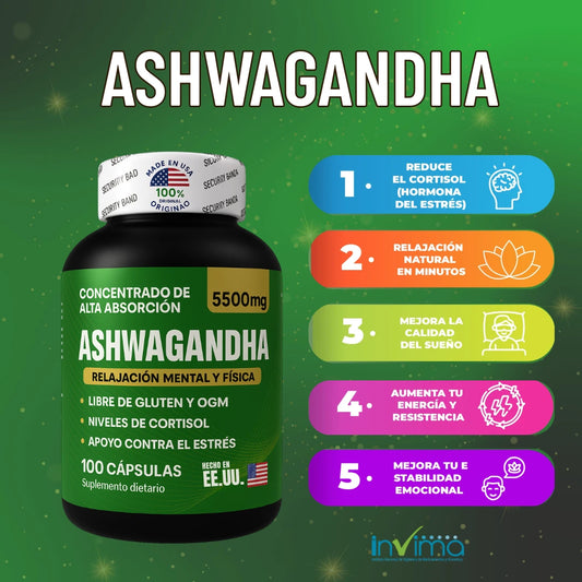 ASHWAGANDHA Premium® - 100 Cápsulas - 5500mg