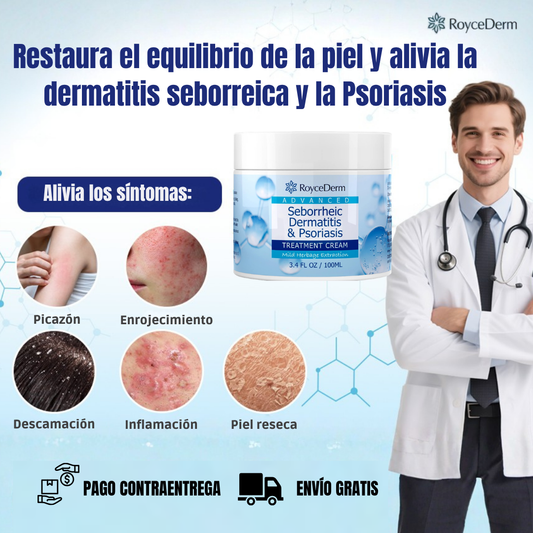 RoyceDerm - Crema de Tratamiento Avanzado para Dermatitis Seborreica y Psoriasis